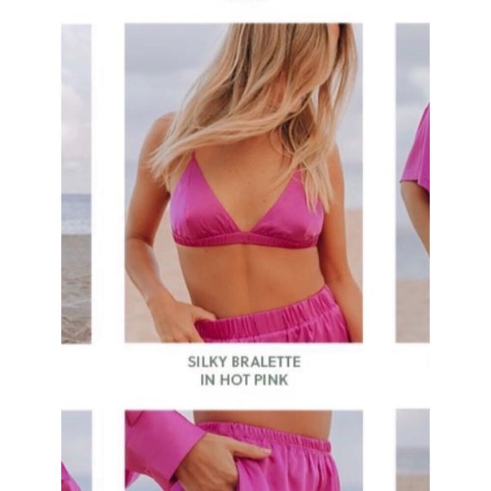 Daily Drills Silky Bralette Hot Pink Medium NWOT